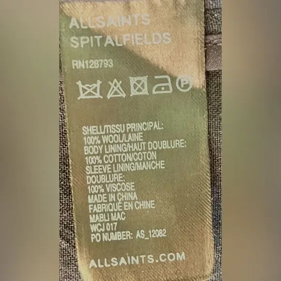 All Saints Trench Coat Black Mabli Mac Wool Jacket - Good Used Condition Size 6 - Picture 5 of 9